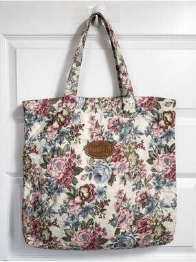 Vintage Gitano Floral Tote Bag Cottagecore Canvas Shoulder Bag